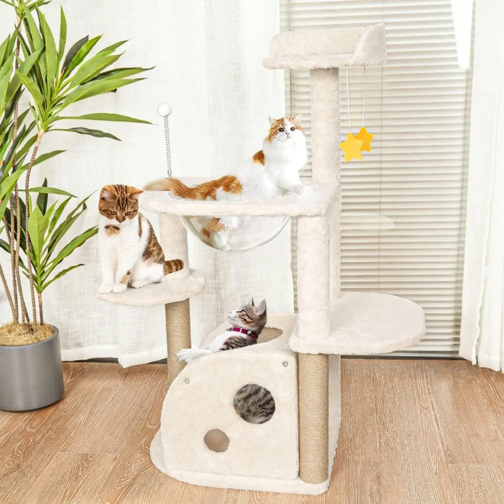 X XBEN Cat Trees 41', Cat Climbing Tower with Space Capsule Nest, Cave,  Padded Platform, Scratching Posts, Kitten Furniture - AliExpress