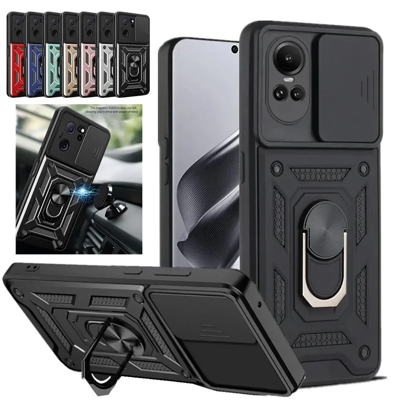 Durable Armor Case with Lens Protection and Magnetic Ring Holder