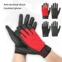 1 Pair Work Gloves Anti-Electricity High Voltage Electrical Insulating Glove Soft Mittens Riding Motorcycle Black Red 1