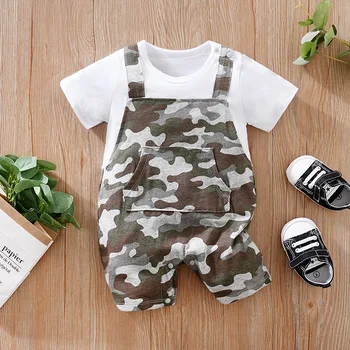 Newborn Baby boy Clothes camouflage printing Jumpsuit cotton Summer Short Sleeve Romper Infant Toddler Pajamas One Piece Outfit 1
