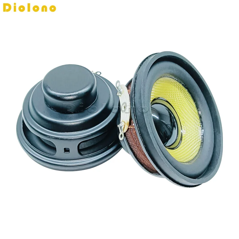 Audio Speakers 2pcs 4 Ohms 5W 52mm Round 16 Core Dual Neodymium Magnetic Waterproof 2 inch Yellow Glassfiber Black