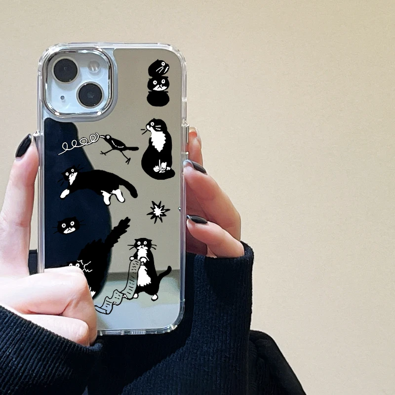 Floral Design Shockproof Makeup Mirror Phone Case - Soft TPU Silicone Cover