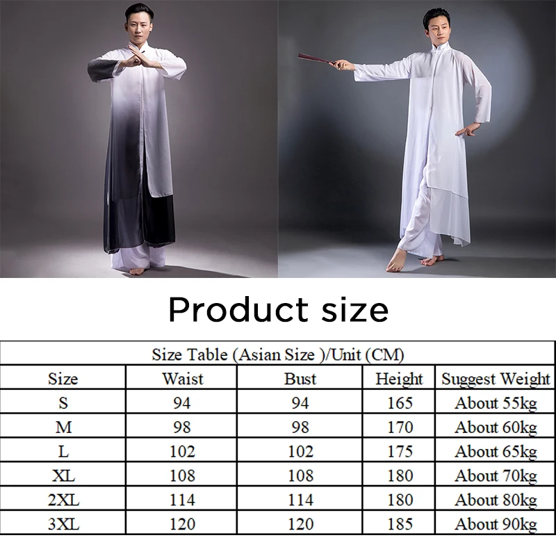 Double Chiffon Traditional Chinese TaiChi Kung Fu Suit Yangko Classical Dance Wear Wushu Performance Martial Arts Show Costume