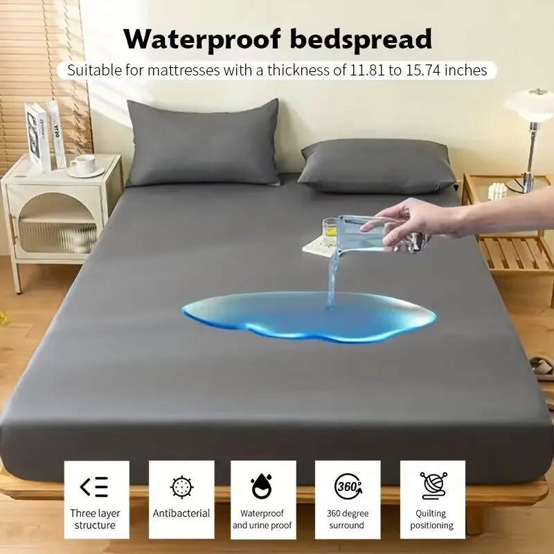 Waterproof Fitted Sheet Bed Cover Mattress Protector for Single Double King Queen Size Bed Adjustable Non-slip Bedspreads Sheets 1