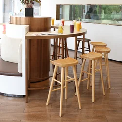 Solid Wood Bar Stool Elegant High Kitchen Stool Perfect for Cafes or as a Leisure High Chair in a Modern Minimalist Design