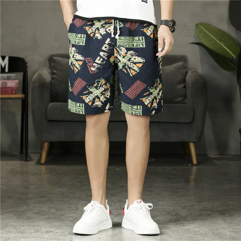 Summer Print Men Beach Shorts Sweatpants Jogger Pants Athletic Fitness Hiking Outdoor Casual Shorts Loose Men Clothing New