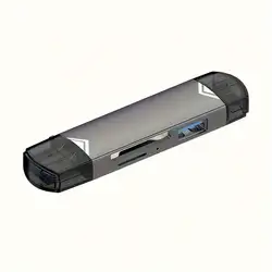 High - Speed 6 - in - 1 USB 3.0 Card Reader with Type - C & Micro USB Ports, Plug - and - Play Capable (GRAY)