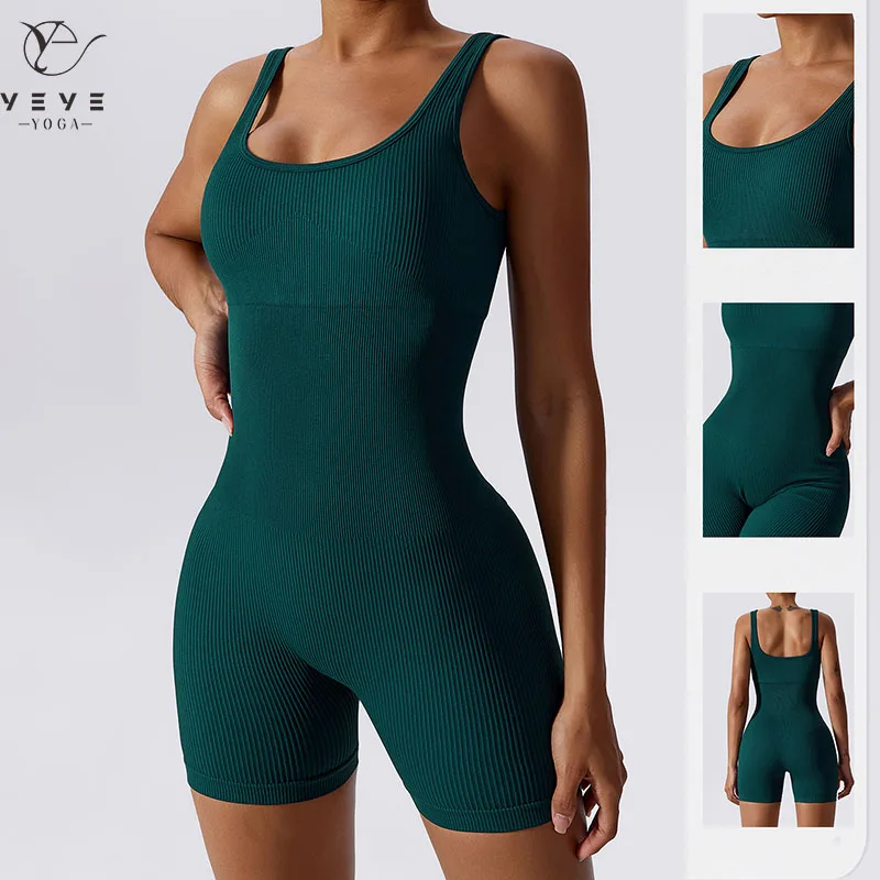 Women-s-Yoga-Rompers-One-Piece-Tummy-Control-Seamless-Ribbed-Jumpsuit ...