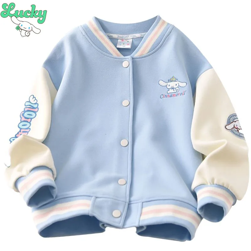 

Kawaii Sanrio Cinnamoroll Кардиган Куртка детская бейсбольная куртка Аниме Мультфильм весна осень спортивный топ студенческий модный подарок