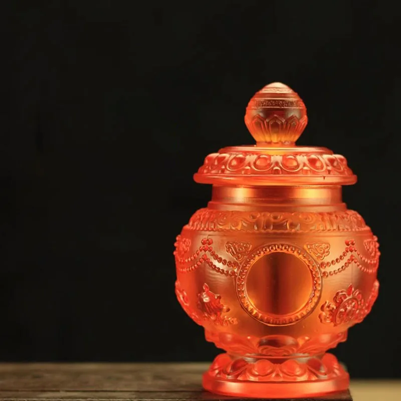 Qiaolin Tibetan Tranic Supplies,Resin Eight Auspicious Symbol Ruyi Lucky Decorate Treasured Bottle