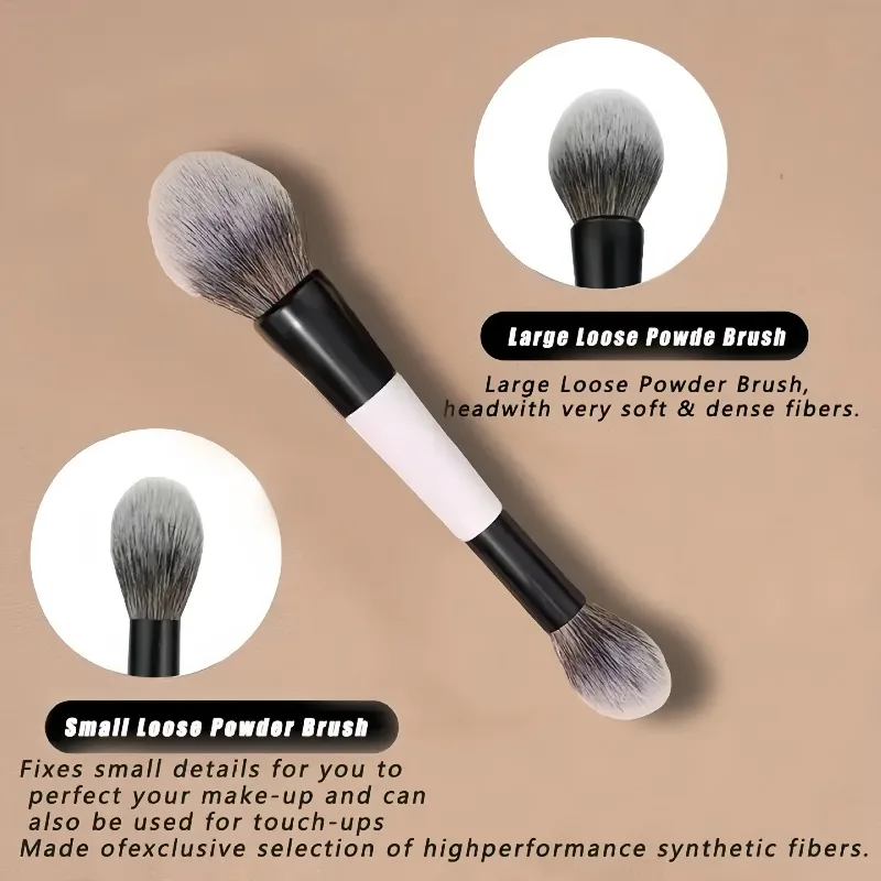 Double Head Makeup Brushes 2 In 1 Flat Angled Foundation Concealer Contour for Blending Loose Powder Liquid Cream Cosmetic Tools - 2
