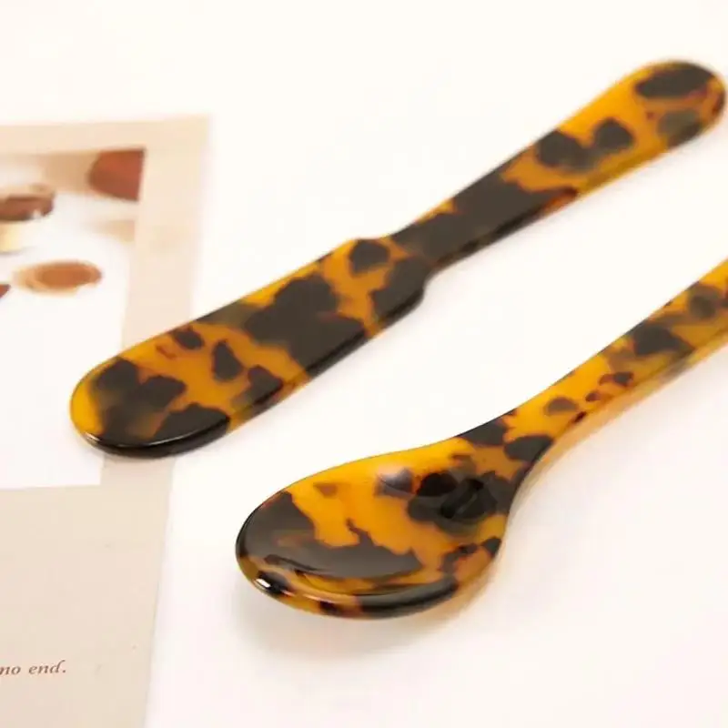 Acrylic Ice Cream Spoon Unbreakable Unique Pattern Tableware Spoon Cake Ice Cream Butter Cutter