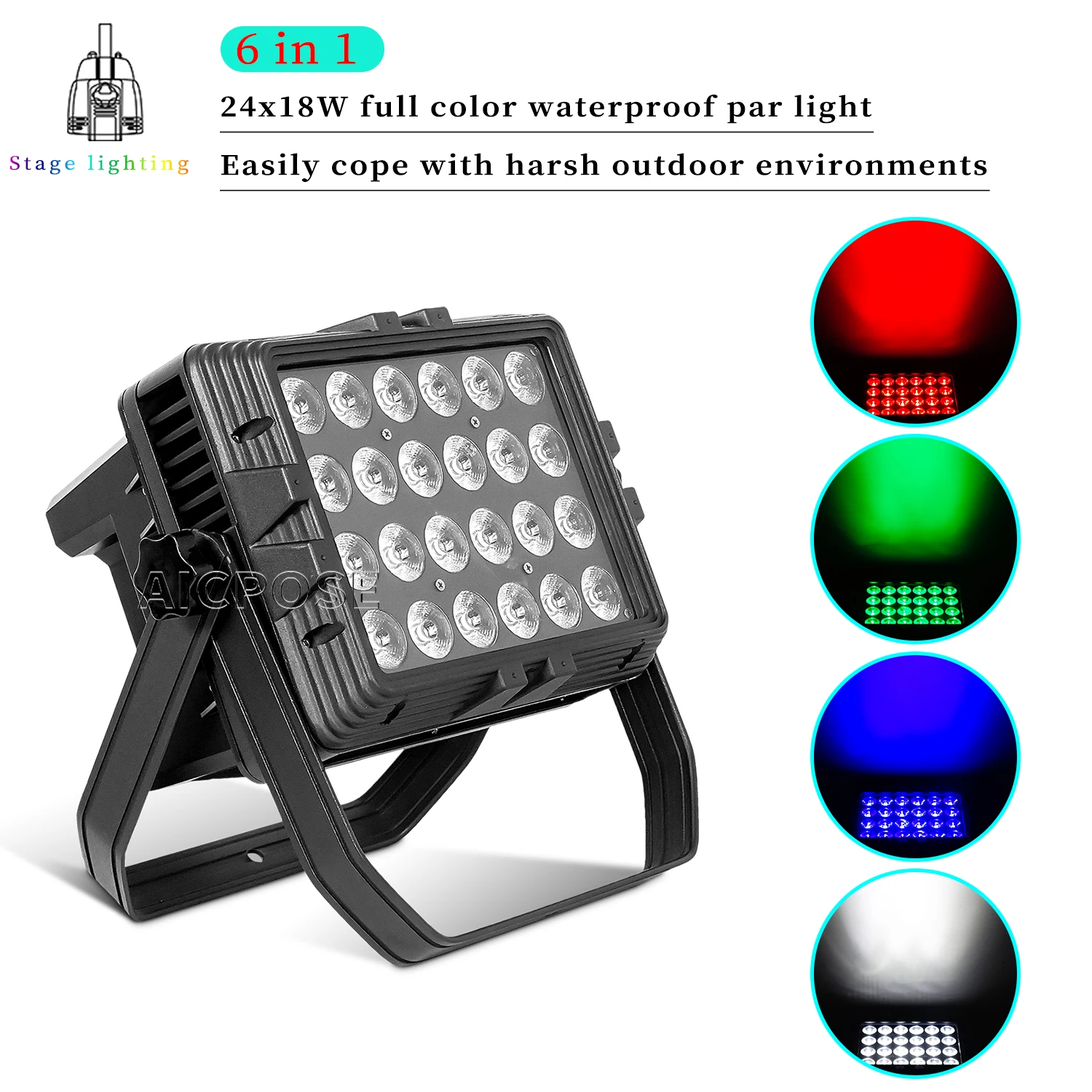 

24x12W RGBW/24x18W RGBWA UV 6 in 1 LED Square Par Light Outdoor Waterproof Stage Light Professional DJ Disco Equipment Lighting