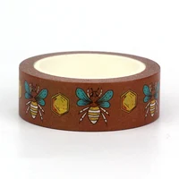 2024 NEW 1PC 10M Decor Bee honeybee on Brown background Washi Tape for Scrapbooking Journaling Masking Tape Cute Stationery 2