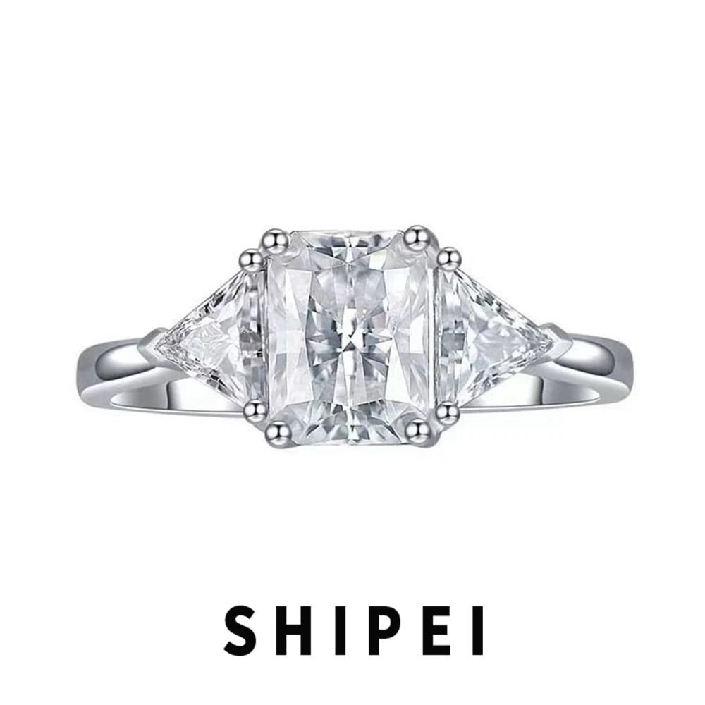 

SHIPEI 2CT Radiant Cut D Moissanite Diamond Gemstone Engagement Ring Fine Jewelry Fashion 925 Sterling Silver Anniversary Gift