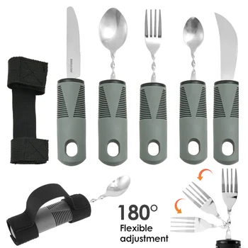 Set di utensili adattivi Set di posate pieghevoli in acciaio inossidabile per tremori alle mani anziani, artrite, utensili da costruzione per Parkinsons 1