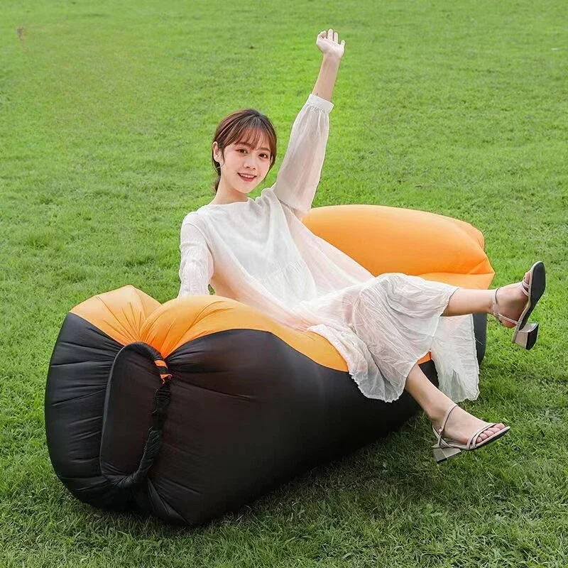 Inflatable Sofa Bed outdoor portable Lazy Inflatable Sofa Outdoor Portable Beach Air Sofa Folding Camping Inflatable Bed Sleeping Bag Single Pe inflatable sofa bed