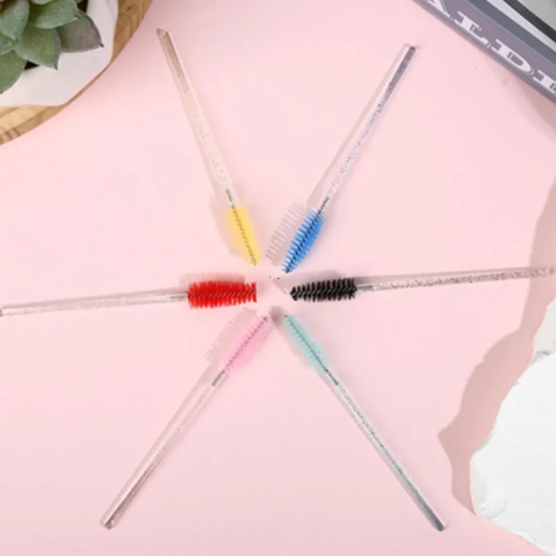50PCS 크리스탈 속눈썹 브러쉬 빗 전문 속눈썹 연장 마스카라 완드 메이크업 뷰티 도구 (속눈썹용)