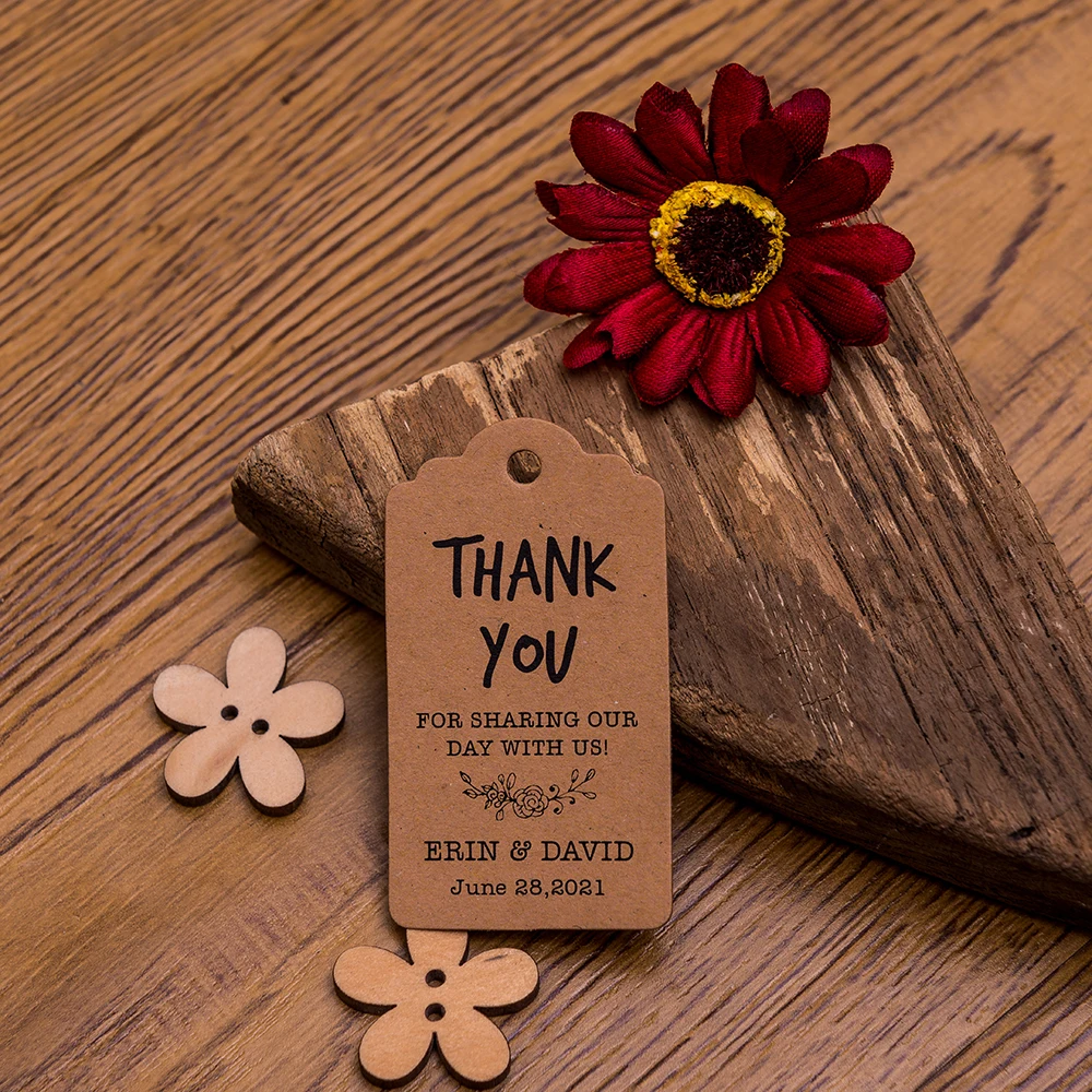 

J14-200 Pcs 3.5x6.2cm Label Customization Literature And Art Label Thank You Bachelorette Tags Personalized Card Private Label