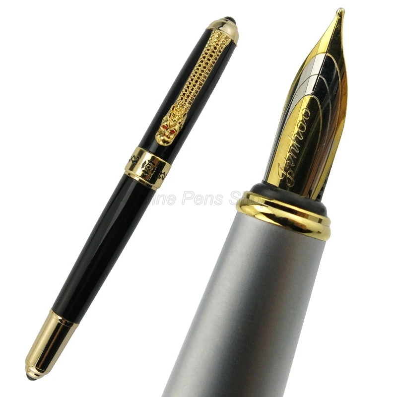 Jinhao 1000 Metal Black Barrel Dragon Clip Fountain Pen 0.5mm Medium Nib Professional Office Stationery Writing Accessory
