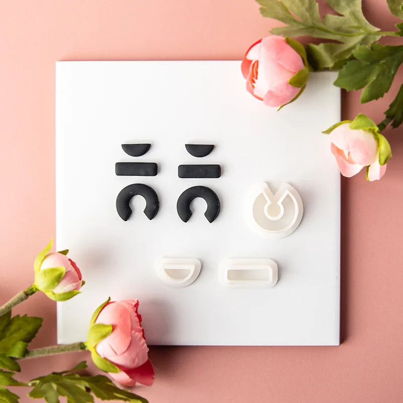 Geometric Shape Soft Pottery Polymer Clay Cutter Ellipse Hollow French Earrings Cut Mold Earring Jewelry Pendant Making