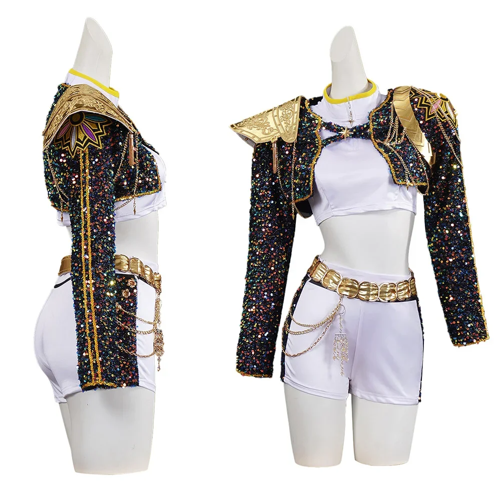 Kid Girls Rumi  Cosplay Kids Black Gloden Costume Chid Disguise Performance Roleplay Uniform Halloween