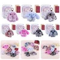 Fluffy Bunny Trinket Key Chain Charm Fur Cute Fluffy Bunny Keychain Fluffy Fur Pompon Bunny Doll Pendant Bunny Lulu Keychain 1