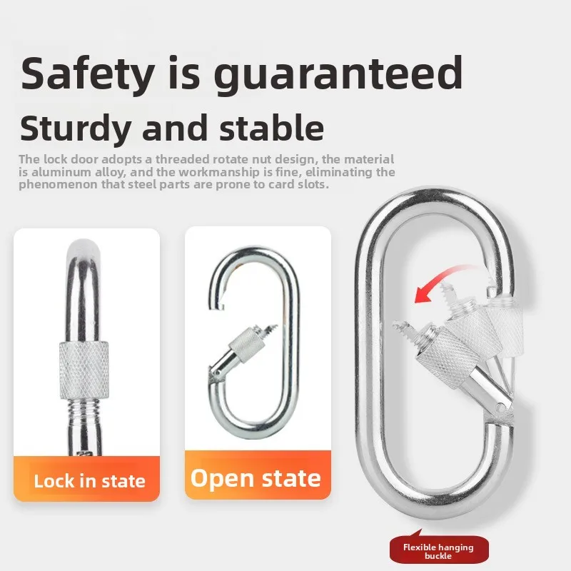 8KN 전문 D 모양 안전 Carabiner 알루미늄 키 후크 등산 보안 마스터 잠금 CE와 야외 하이킹 도구
