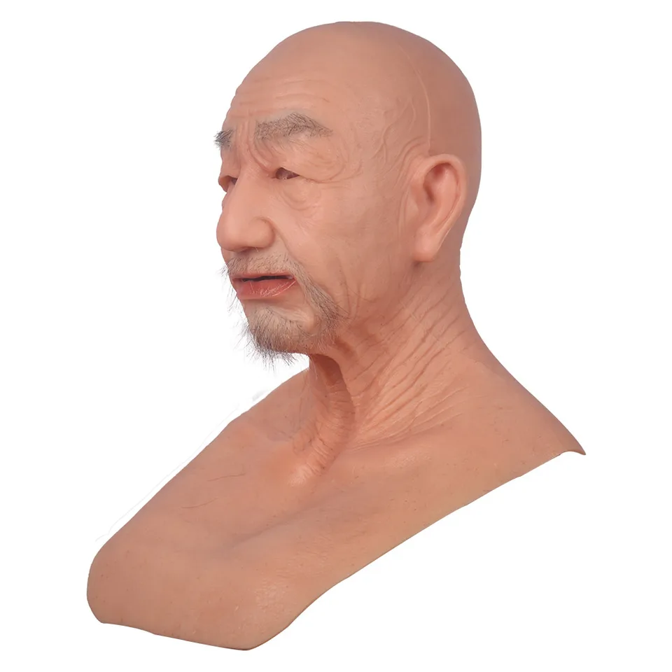 Realistic Silicone Old Man Full Head Mask