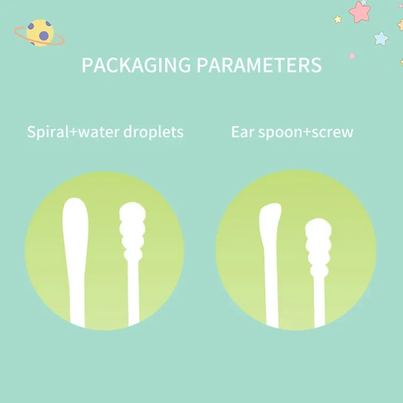 Baby Double-headed Cotton Swab 200Pcs/Box Children Clean Ear Newborn Spiral Head Ear Spoon Head