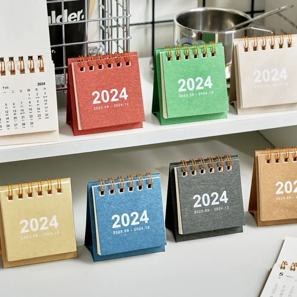 In prosty styl kalendarz biurkowy 2024 roczny program Mini kalendarz biurkowy szkolne materiały papiernicze upominki świąteczne