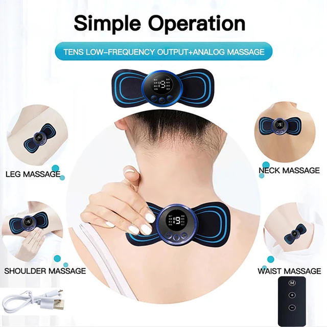 EMS Mini Electric Pulse Neck Masager LCD Display 8 Mode Cervical Massage  Patch Muscle Pain Relief Tool Portable Body Massager