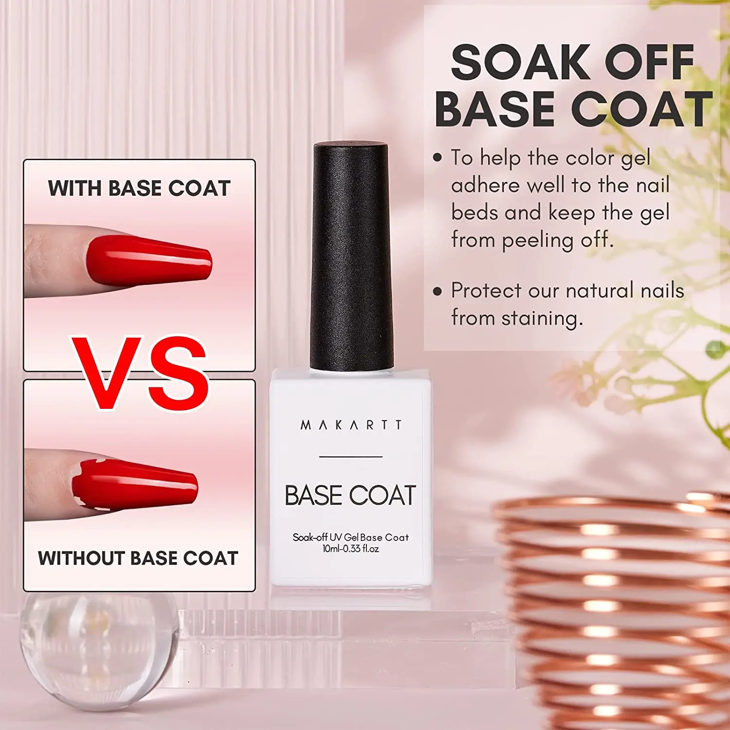 Makartt No Wipe Base and Top Coat Kit 2pcs 10ml Soak Off Nail Gel Base Top Coat Polish Manicure Pedicure Set nail gel gel polish base and top coat
