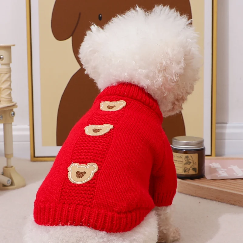 

Animal Bear Head Sweater Autumn Dog Clothes Keep Warm Than Bears Pullover Schnauzer Knitted Two legged Sweater