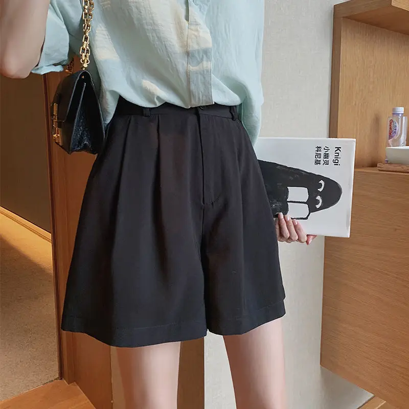 Short Pants for Women To Wear Wide Womens Shorts High Waist Pocket Bermuda Half Knee Length Office Mid Work XL Streetwear Summer