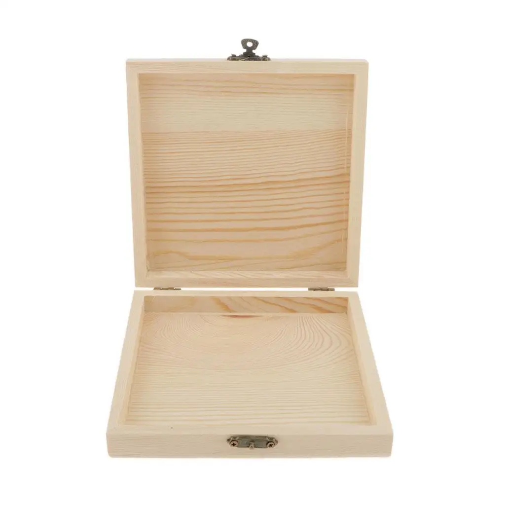 Natural Wooden Storage Box Unpainted Chest for Souvenir Memorabilia Jewelry Cigar CD Vintage Storage Box Decorative Organizer