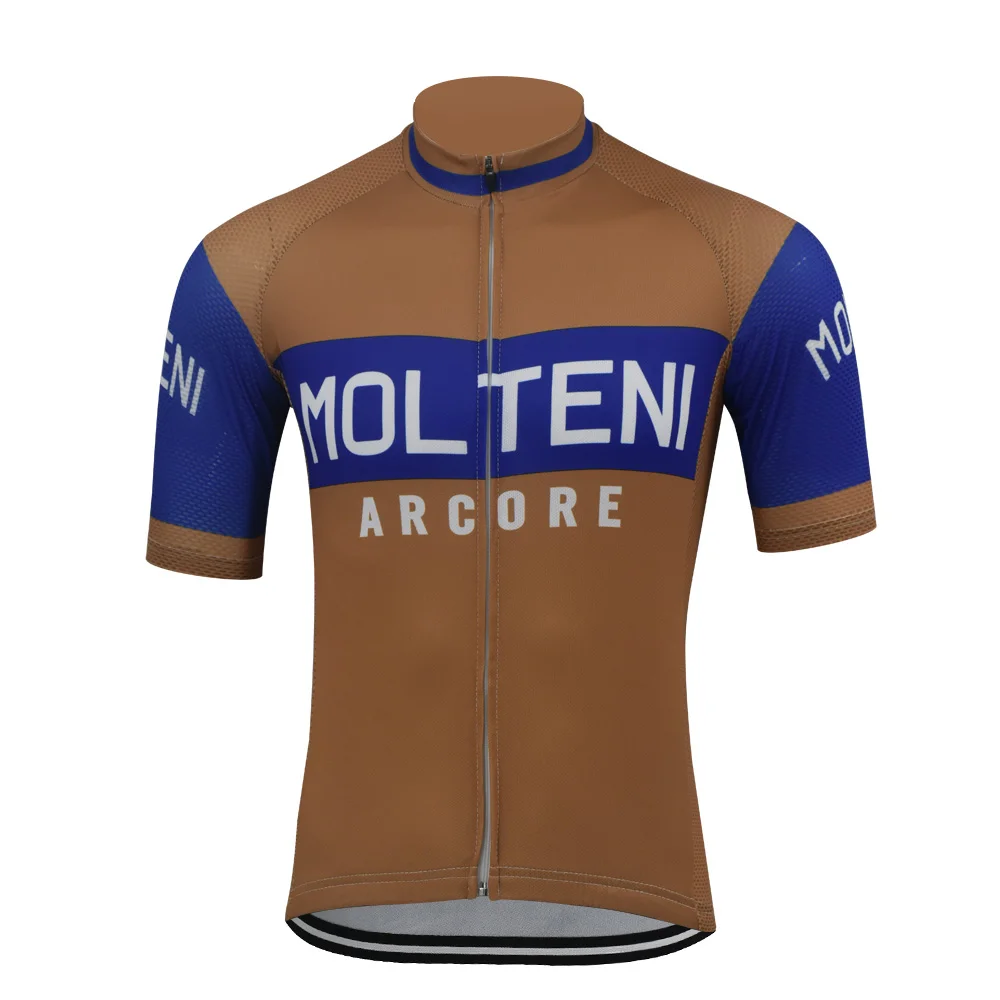 thumbnail image 1 of Maillot de ciclismo retro Molteni de verano de manga corta con cremallera completa, 1 of 4