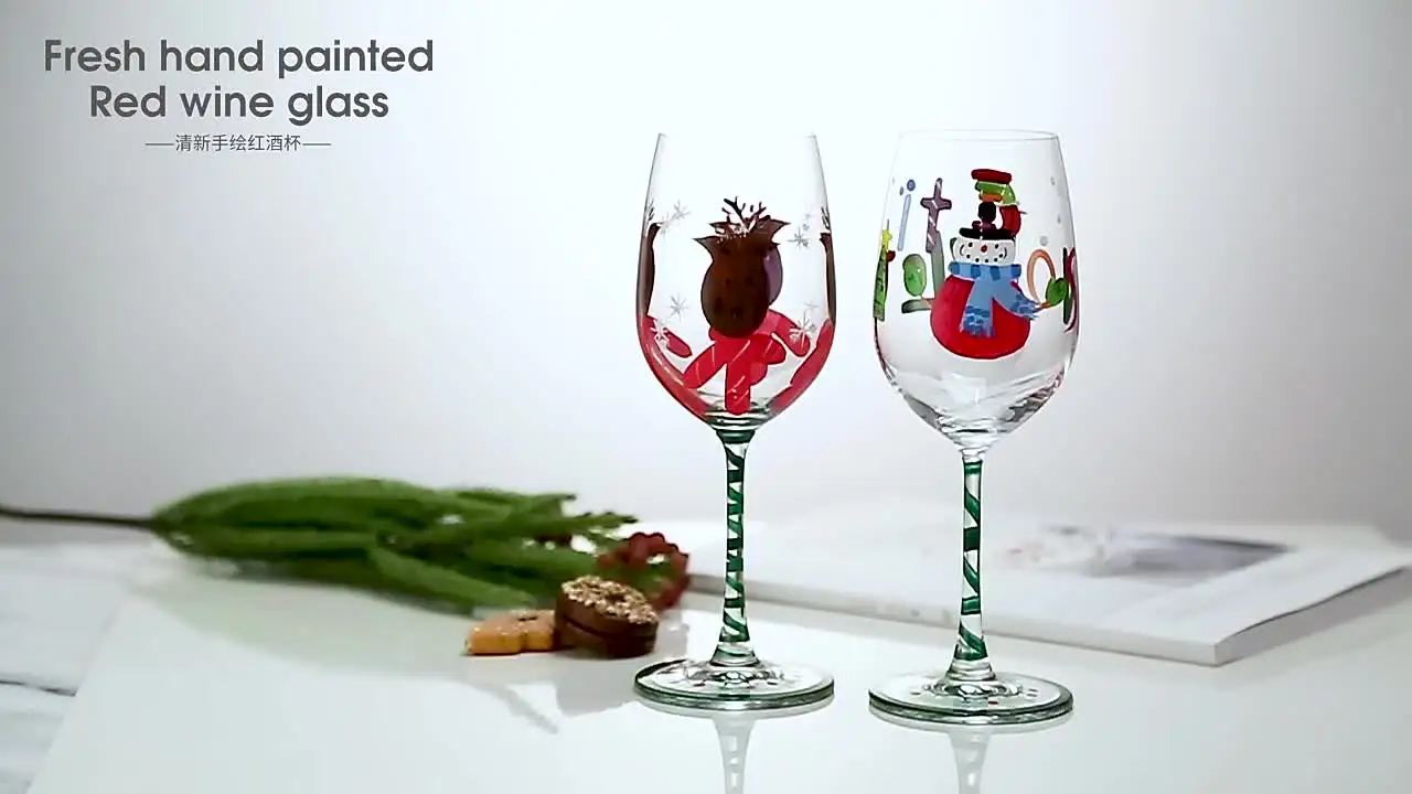 クリスマスのテーマのガラスの形をしたカップ,16オンス,手描きの飲み物