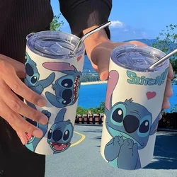 Disney Lilo & Stitch Cartoon Animation Stitch Thermos Cup Straw Coffee Cup Good-looking Personalized Creative Portable Water Cup