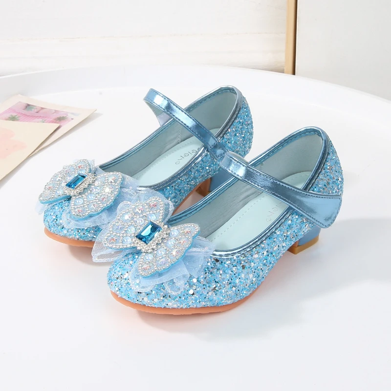 Girls Leather High Heels Shoes for Wedding Party