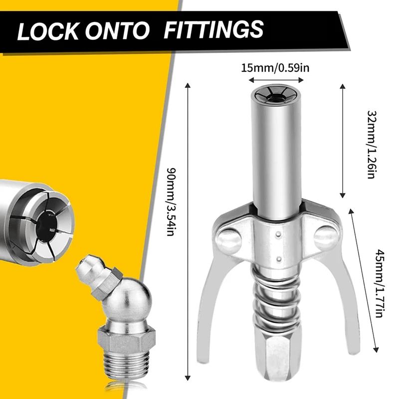2Pcs Coupler Double Handle Grease Nipples Quick Lock Release Grease Nipples Ends Couplers Compatible Fitting