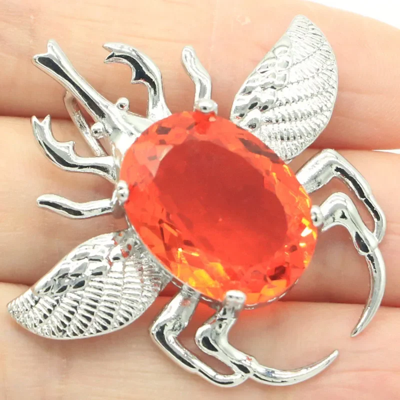 11g Customized 925 SOLID STERLING SILVER  PENDANT Longicorn Shape Spessartine Blood Ruby London Blue Ruby Emerald Alexandrite Zu