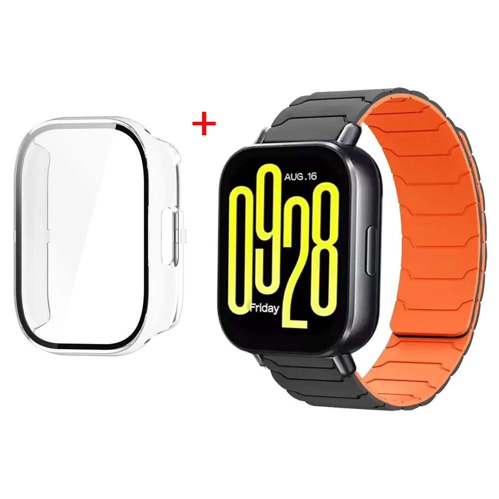 Silicone Strap with Protective Case and Magnetic Bracelet for Smartwatch Accessories
