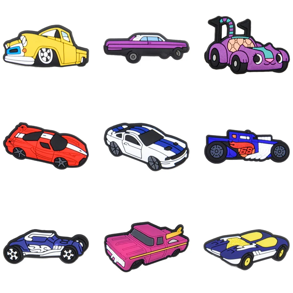 

Hot Sports Car Shoe Decoration Charms Colorful Car Shoe Charms Yellow Purple Car Bracelet Accessories For Birthday Presents