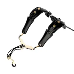 Premium Leather Adjustable Saxophone Shoulder Strap - Enhanced Comfort & Support for Musicians (Black)