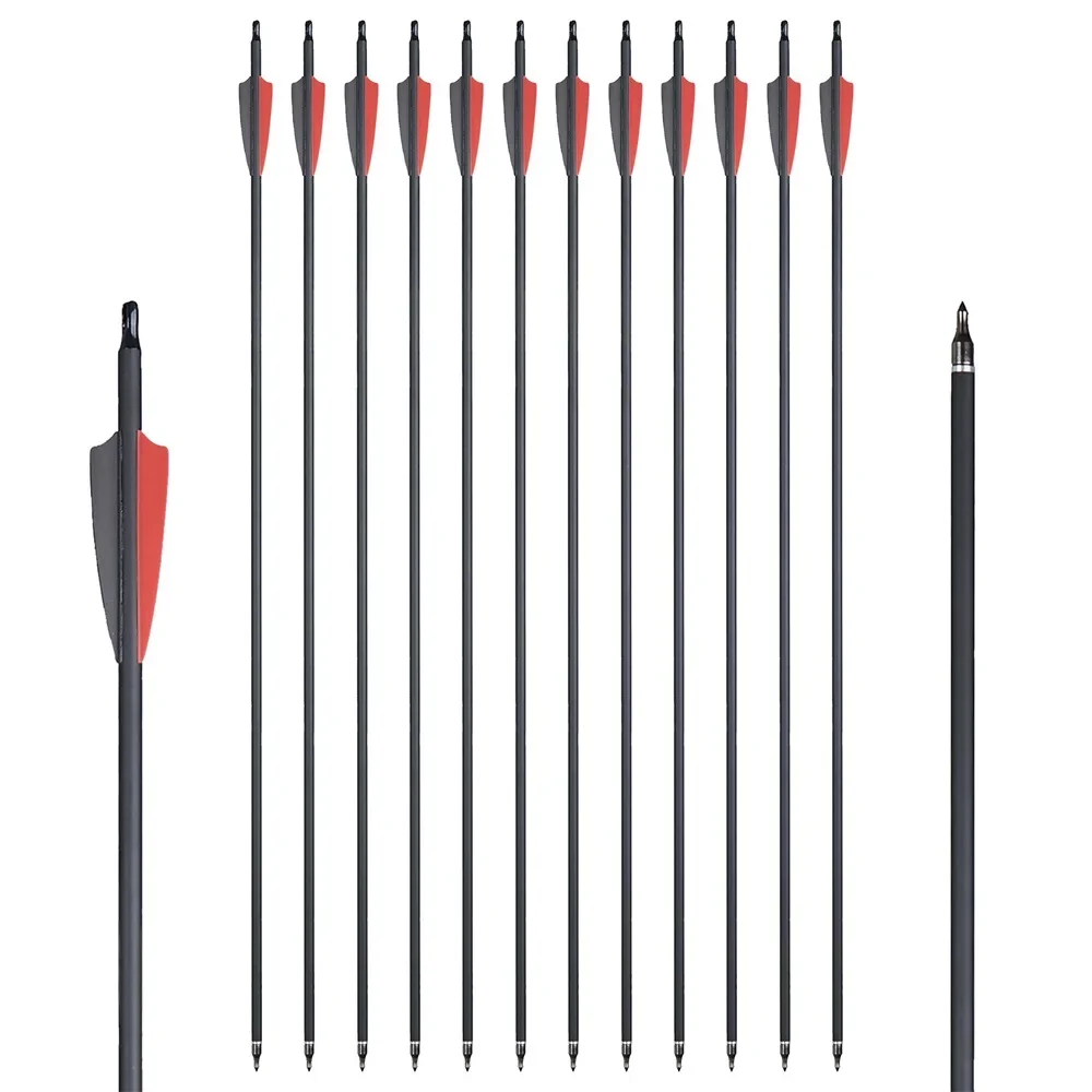 Archery Arrows 6/12/24PCS Mixed Carbon Arrow Diameter 7.8mm Spine 500-550 with 3inch Feather for Archery Recurve/Compound Bow Shooting Hunting