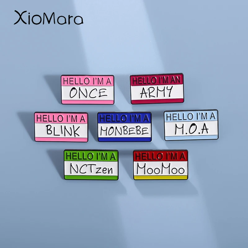 Hallo ich bin ein Monbebe Emaille Pins benutzer definierte Selbst einführung Broschen Revers Abzeichen Schmuck Geschenk für Freunde