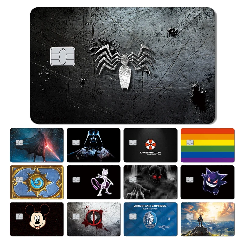 

Cartoon Anime Bruce Lee Spide Rainbow Skull Front Large Small No Chip Debt Card Credit Card Sticker Case Film Skin