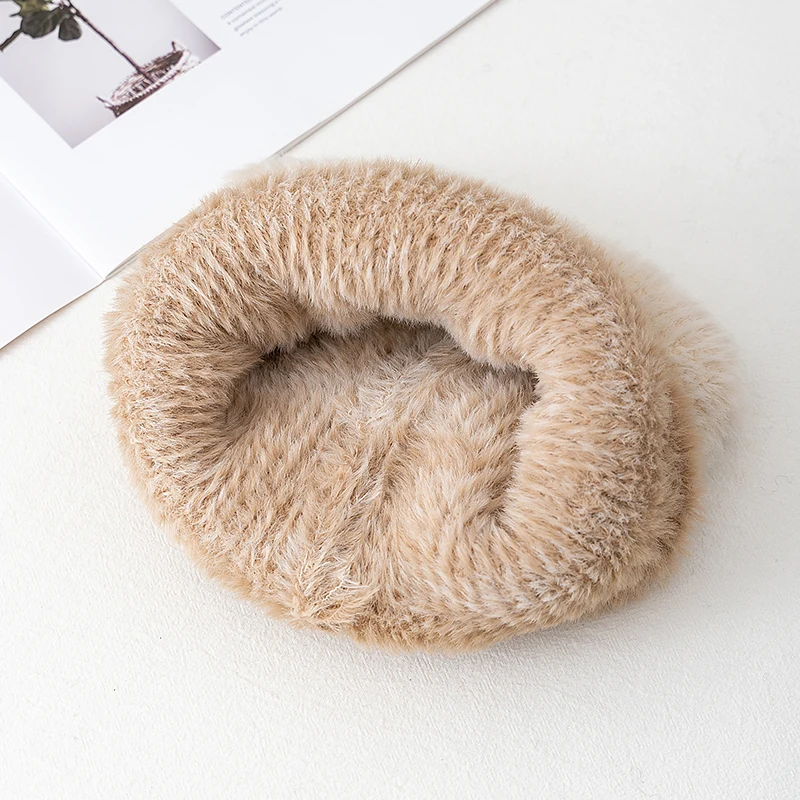 New Style Gradient Color Dandy Hat Cat Ear Lazy Beanie Hat Sweet Winter Hats For Women Streetwear Warm Fur Hats For Girl Gift