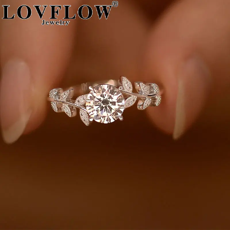 

Moissanite Diamond Rings 0.5/1CT Wedding Band for Women 925 Sterling Silver Plated 18k White Gold Promise Ring Certified